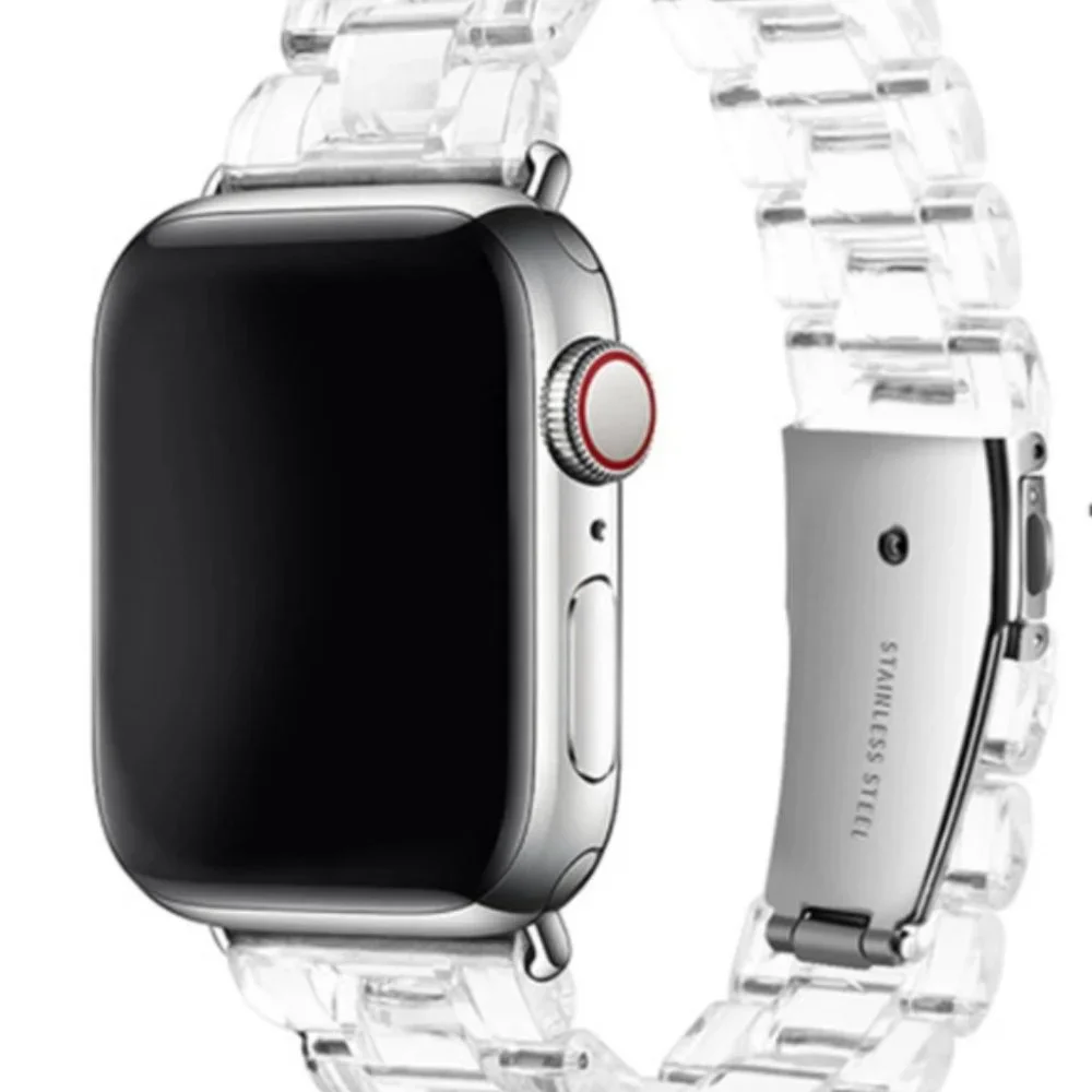 Clear Resin Apple Watch Band + Protective Shell